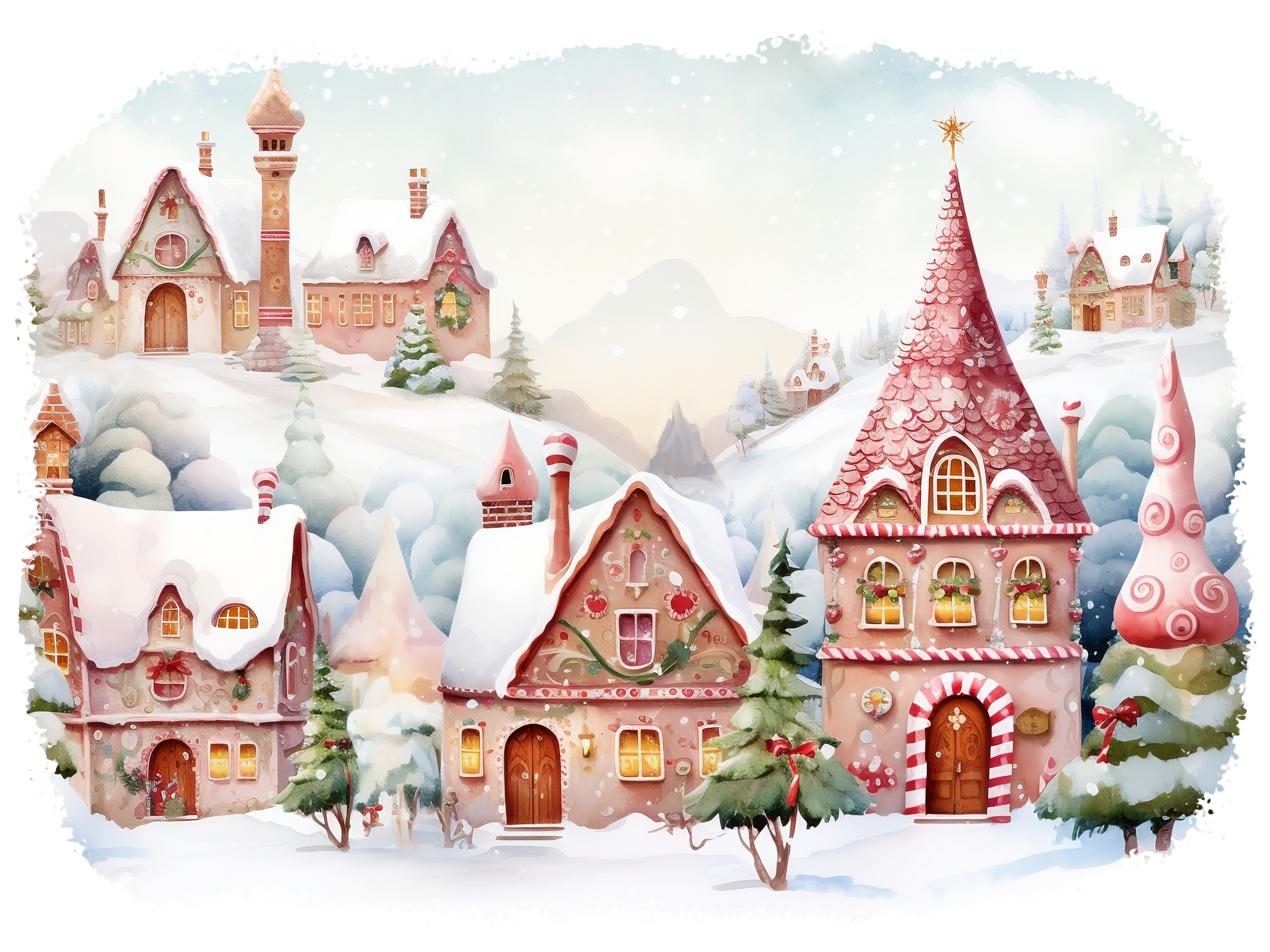 Christmas Villages. Рождественский городок иллюстрации
